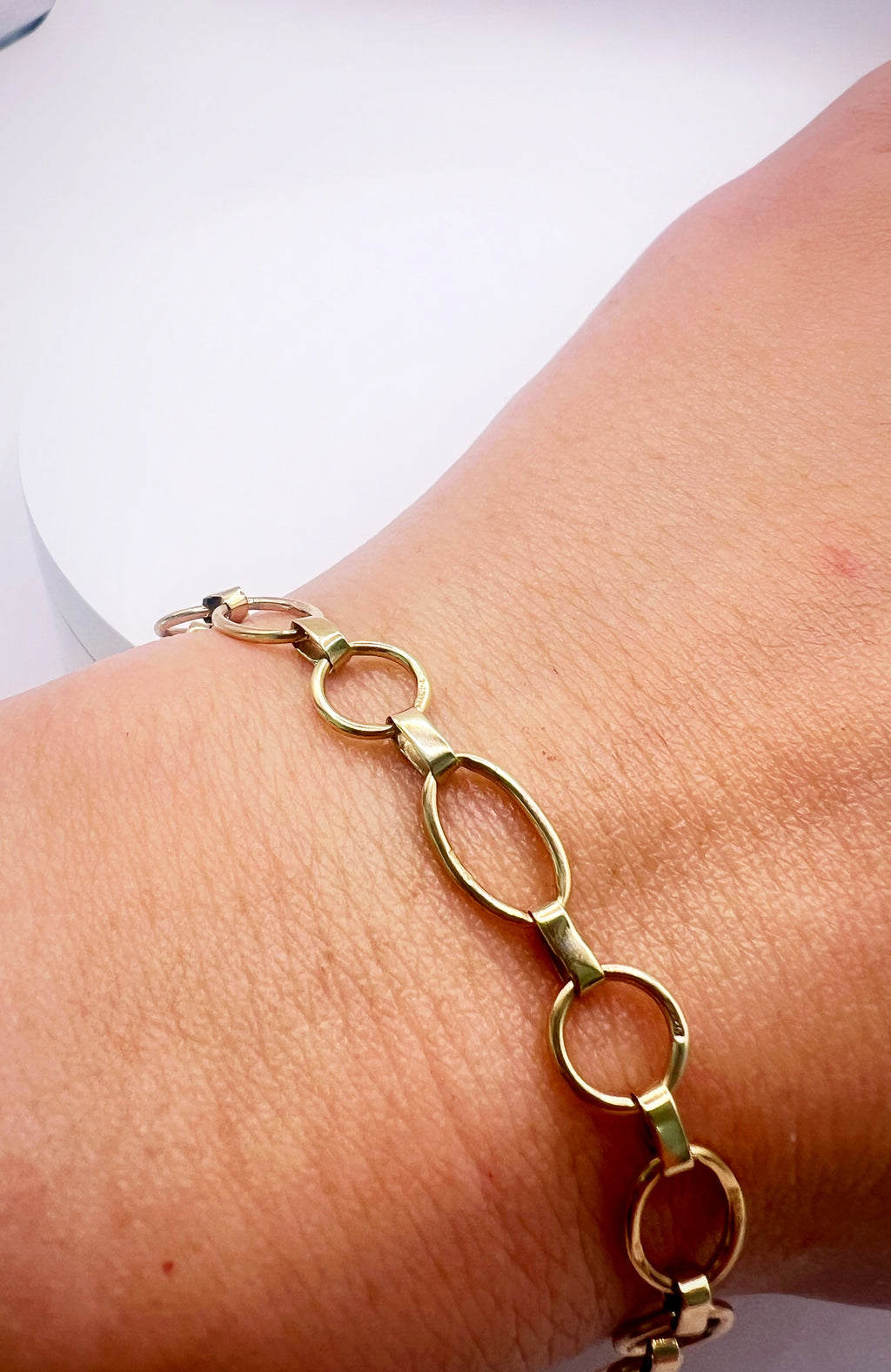9ct Yellow Gold Oval Round Link Chain Bracelet