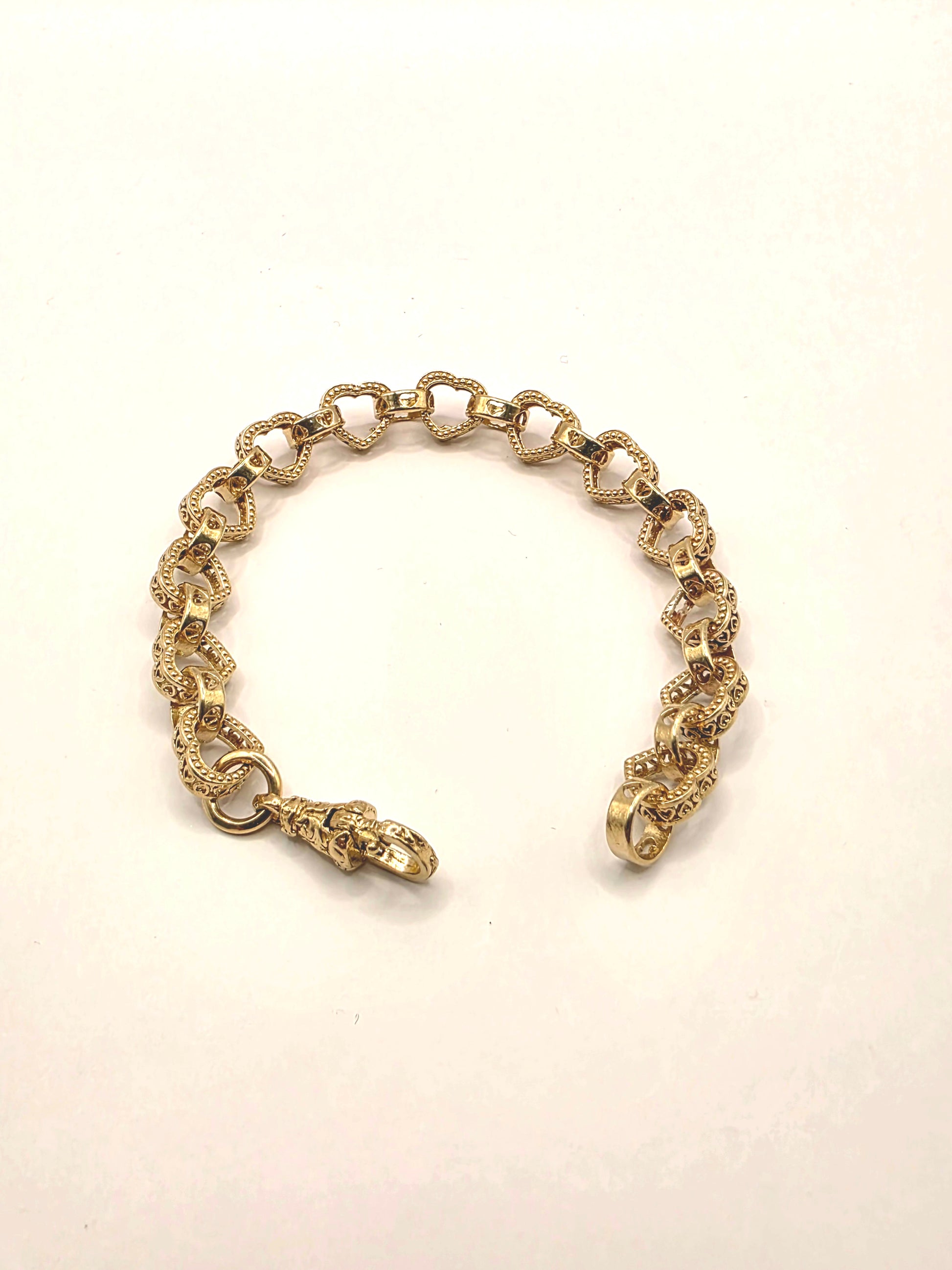 9ct Gold Heart Belcher Bracelet 7" 13.45g