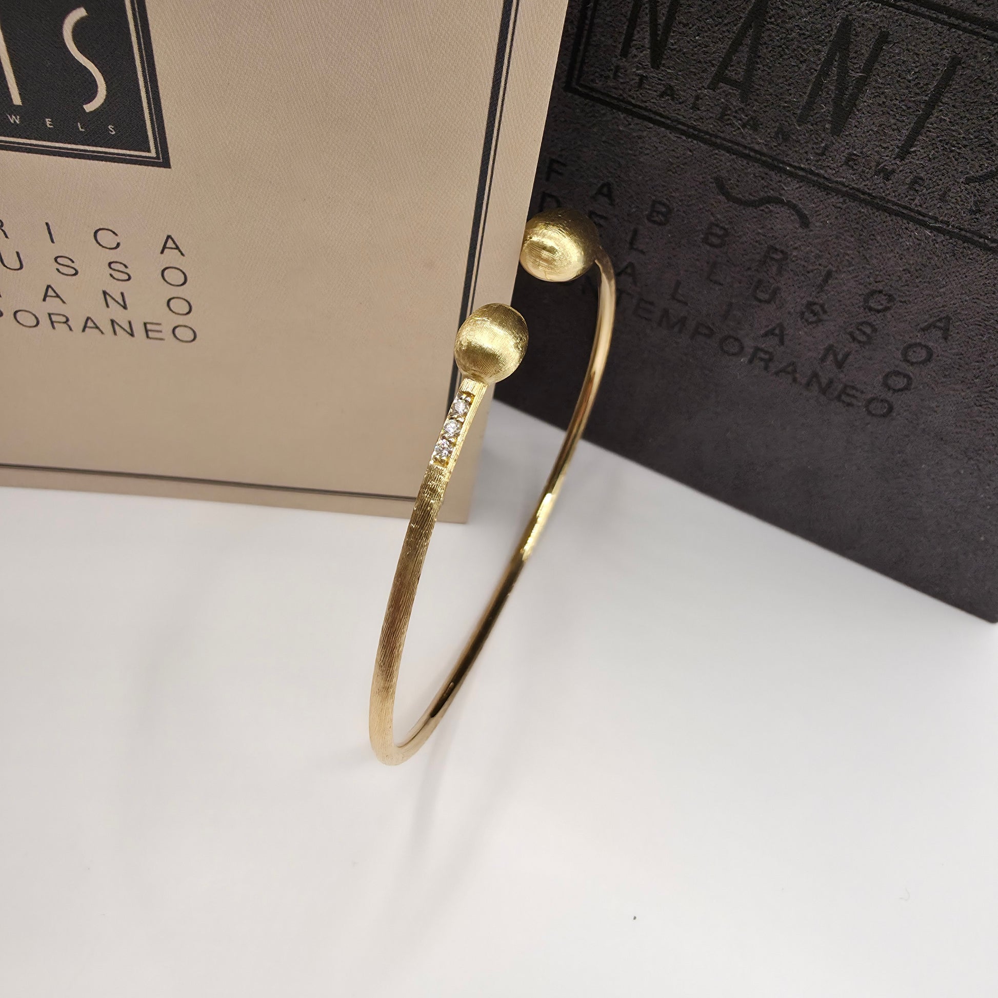Nanis Dancing Elite 18ct Gold & Diamond Bangle - Fine & Rare - With Box & Papers