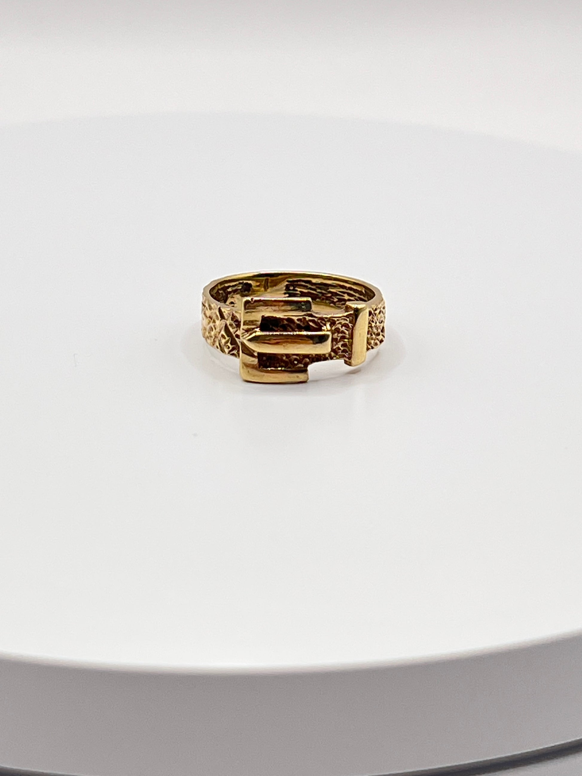 Vintage Style Buckle Ring 9ct Yellow Gold