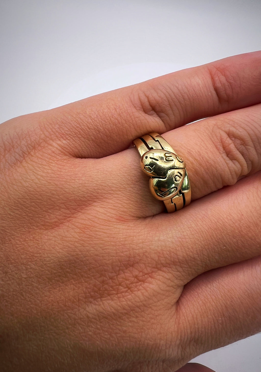 9ct Gold Puzzle Ring "Je T'aime" French "I Love You" Heart