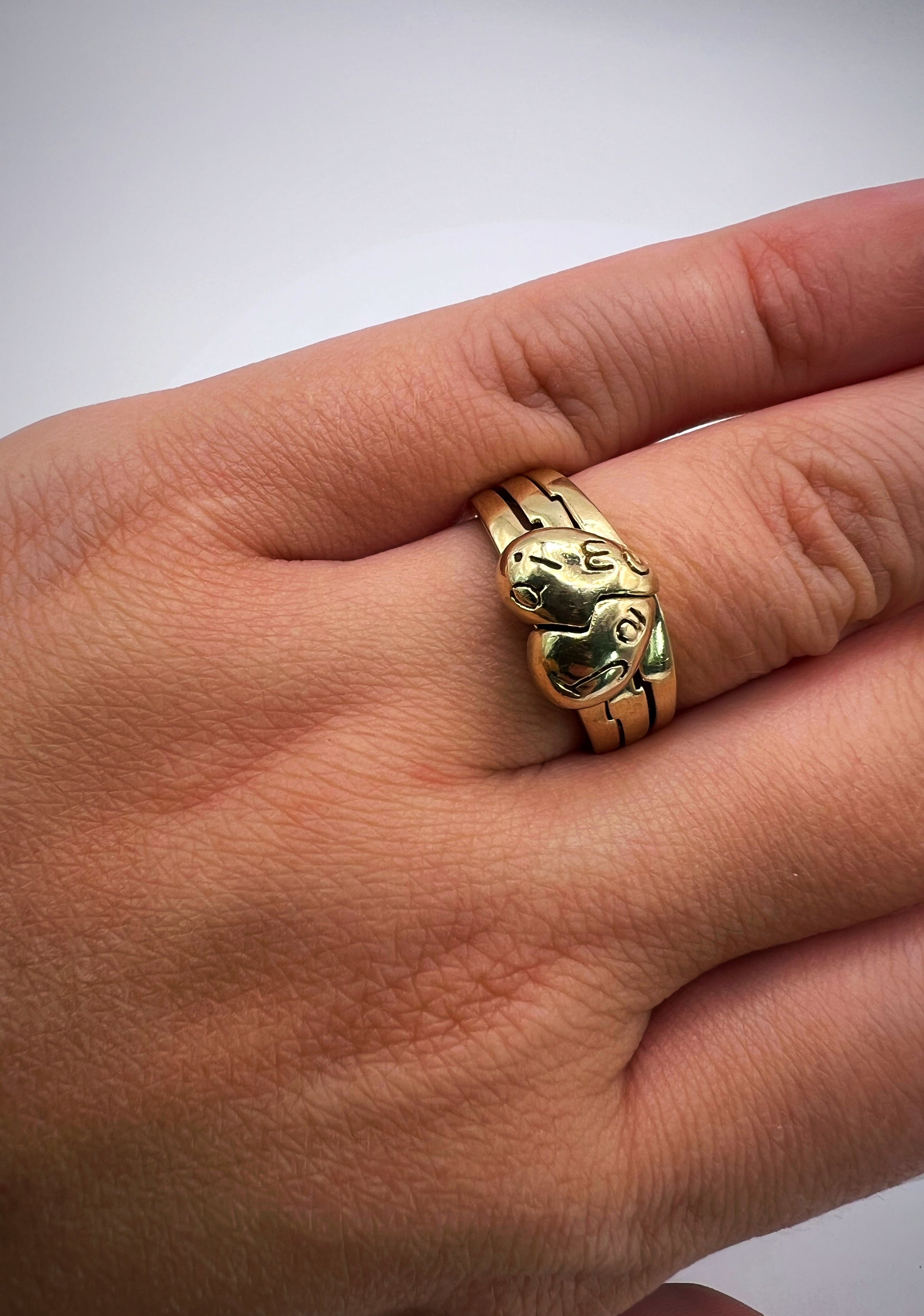 9ct Gold Puzzle Ring "Je T'aime" French "I Love You" Heart