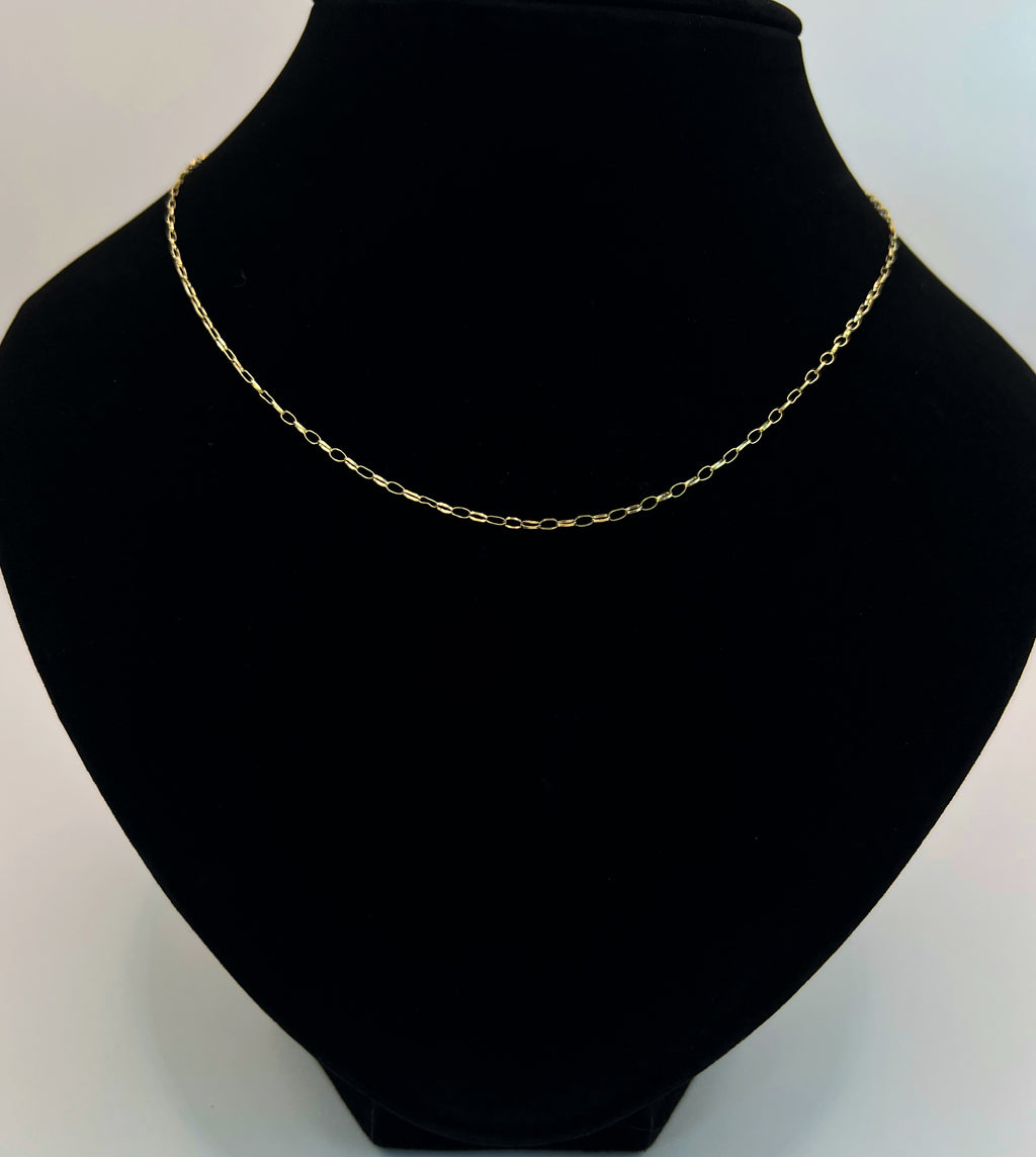 9CT Gold Belcher Chain Fine Oval Link Necklace