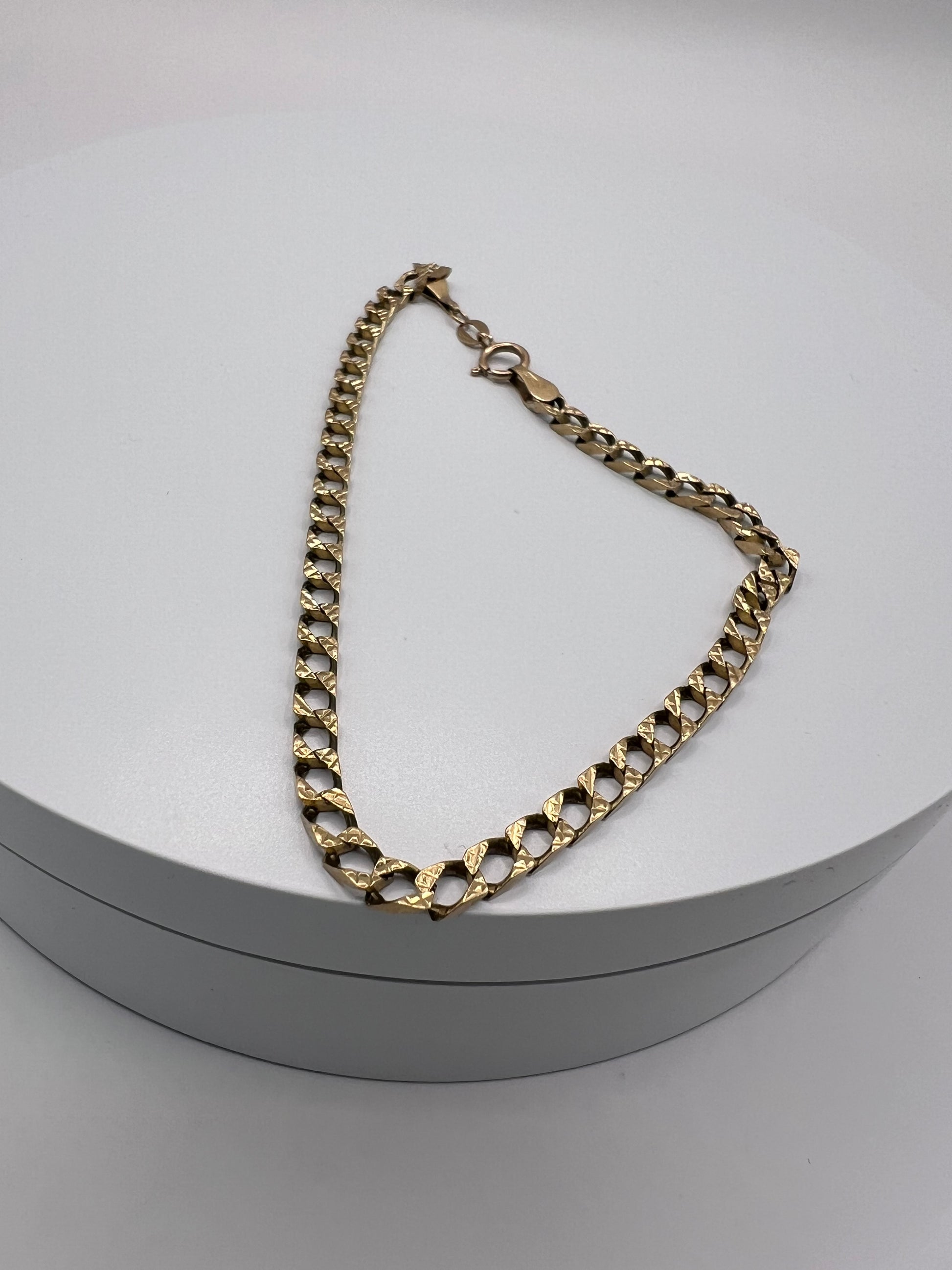 9ct Yellow Gold Curb Bracelet Unisex