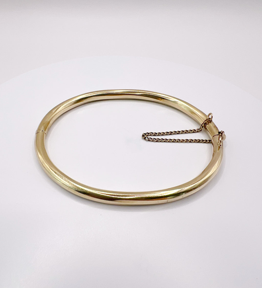 9ct Gold Bangle Bracelet Oval Tube Bangle