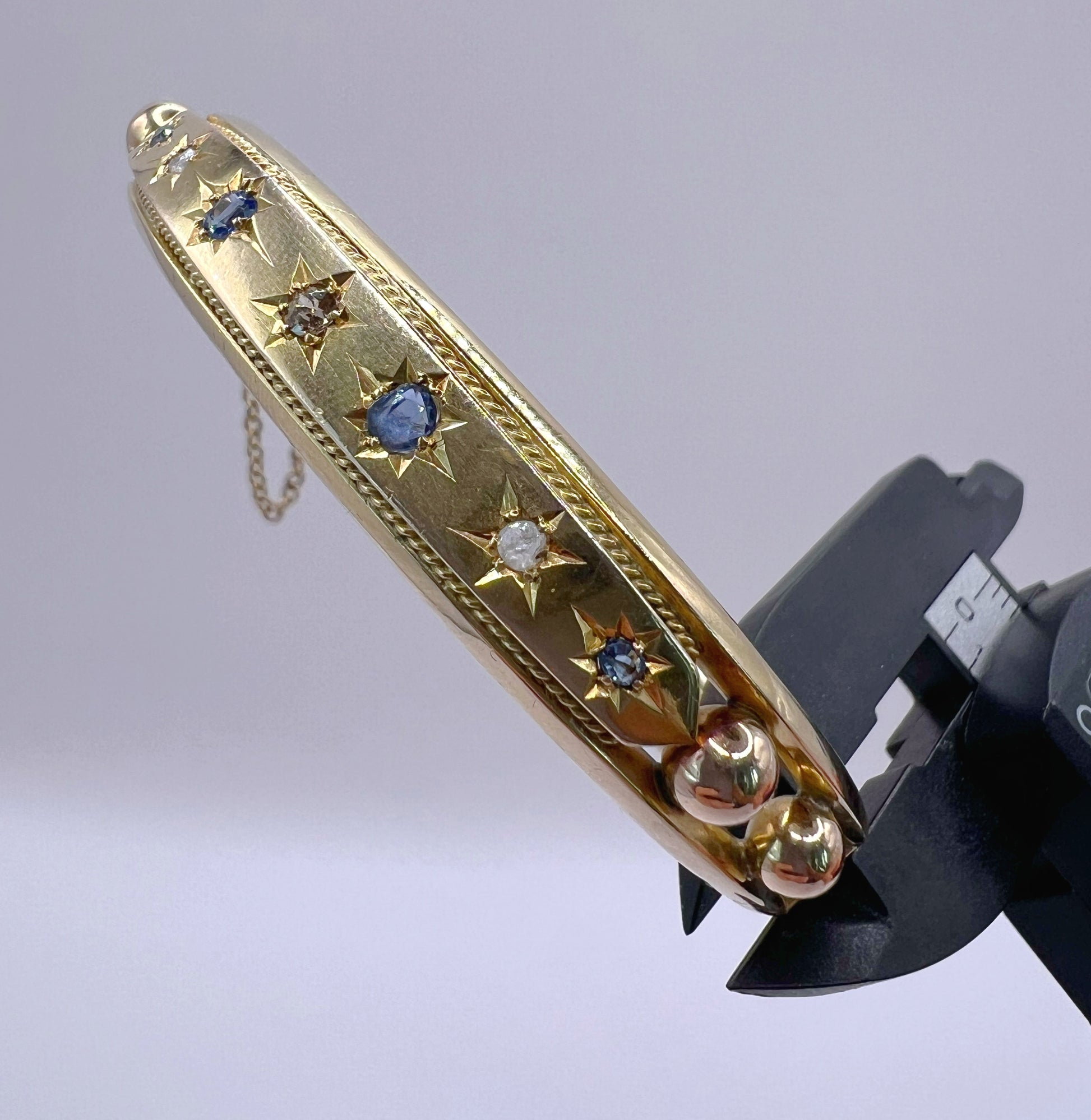 Antique Victorian 9ct Gold Sapphire Diamond Star