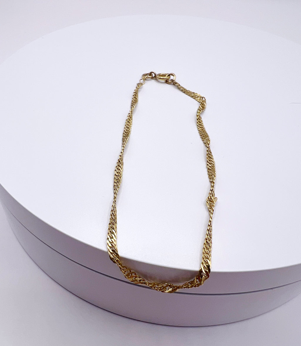 9ct Yellow Gold Twist Curb Chain Bracelet