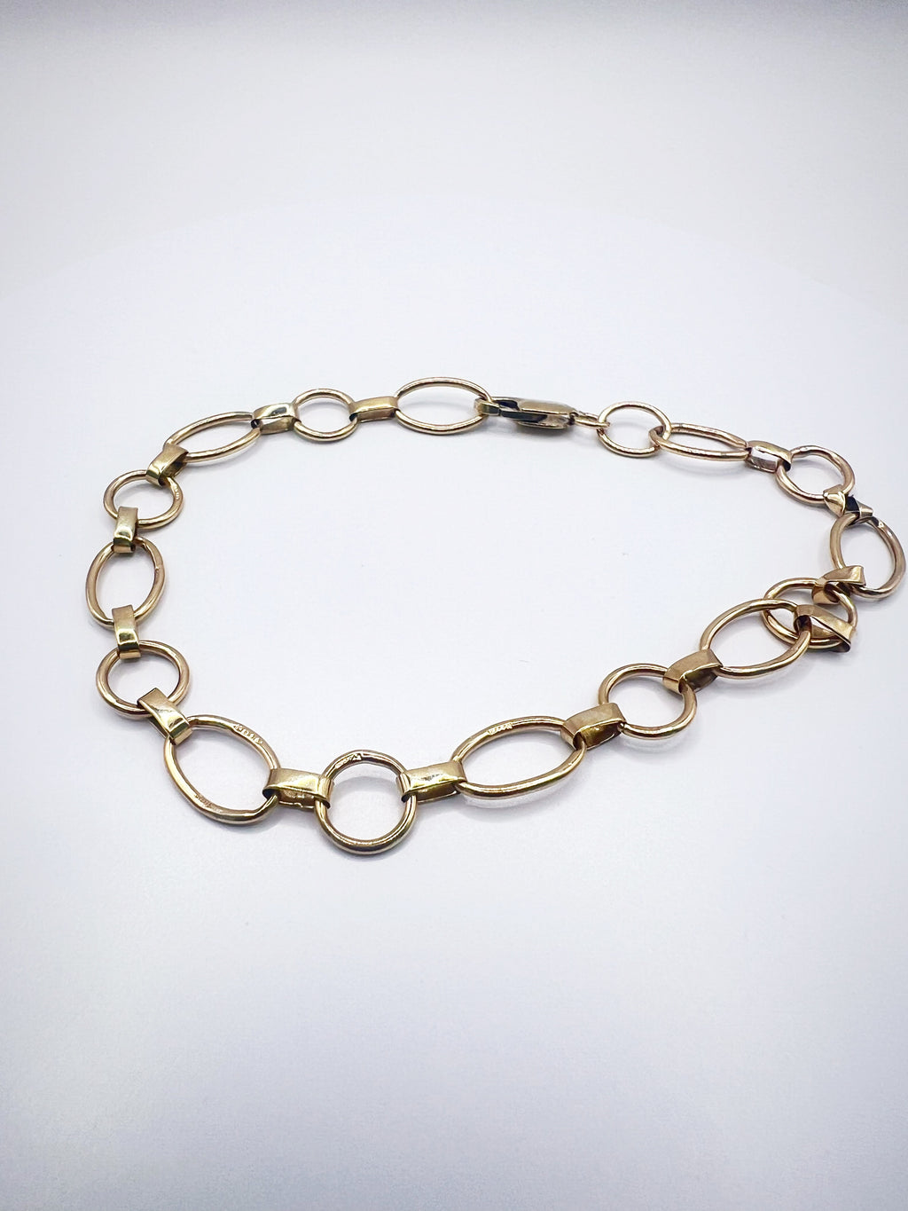 9ct Yellow Gold Oval Round Link Chain Bracelet