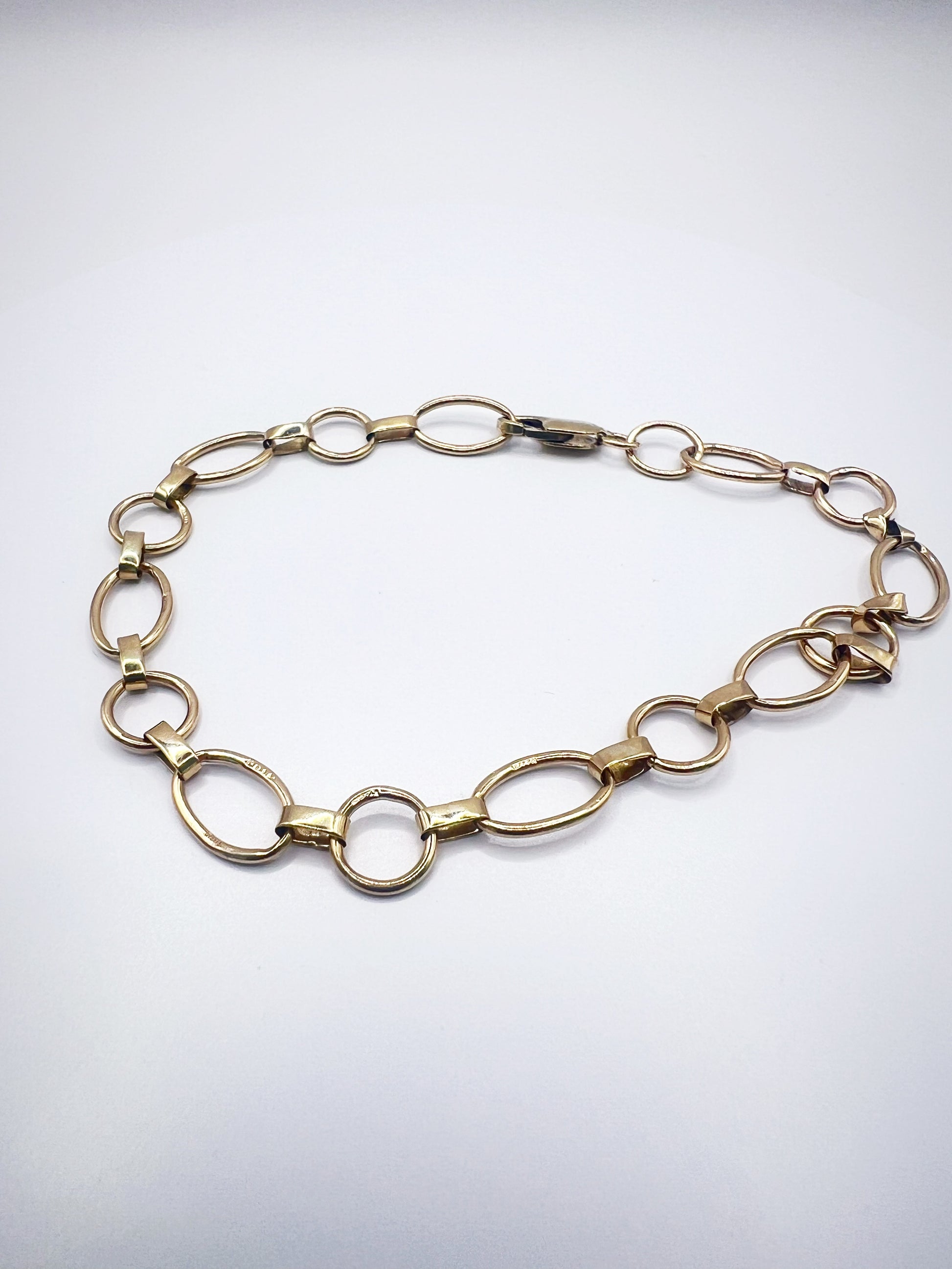 9ct Yellow Gold Oval Round Link Chain Bracelet