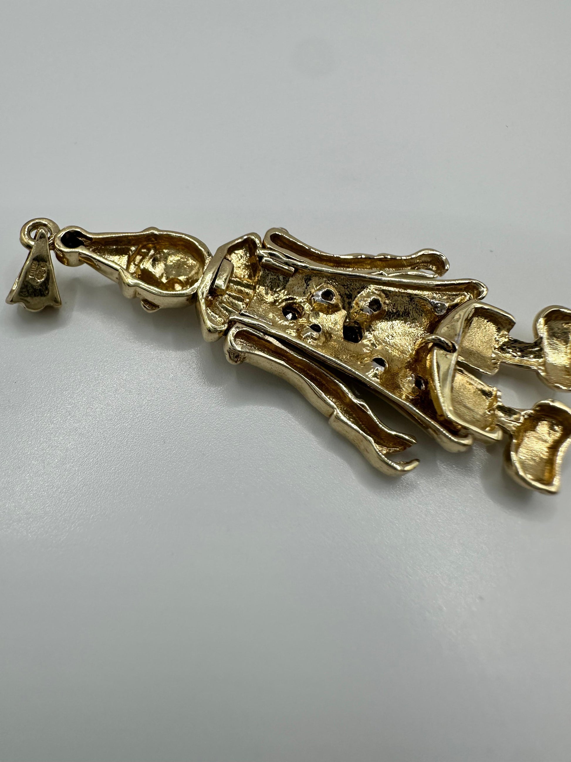 9ct Yellow Gold Clown Pendant with Black & Clear Stones – 3.96g