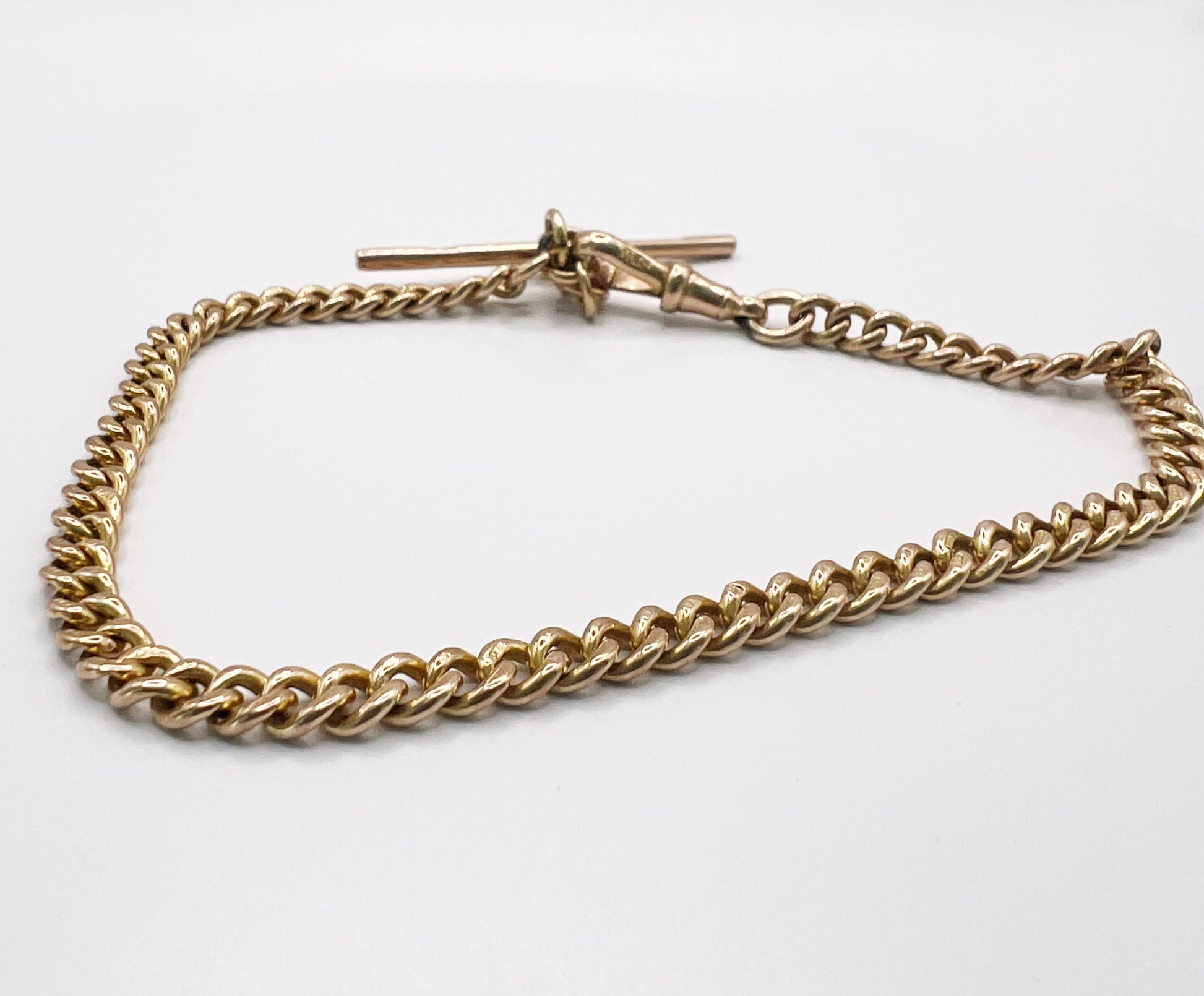 9ct Rose Gold Albert Chain with T-Bar – 8" – Every Link Stamped