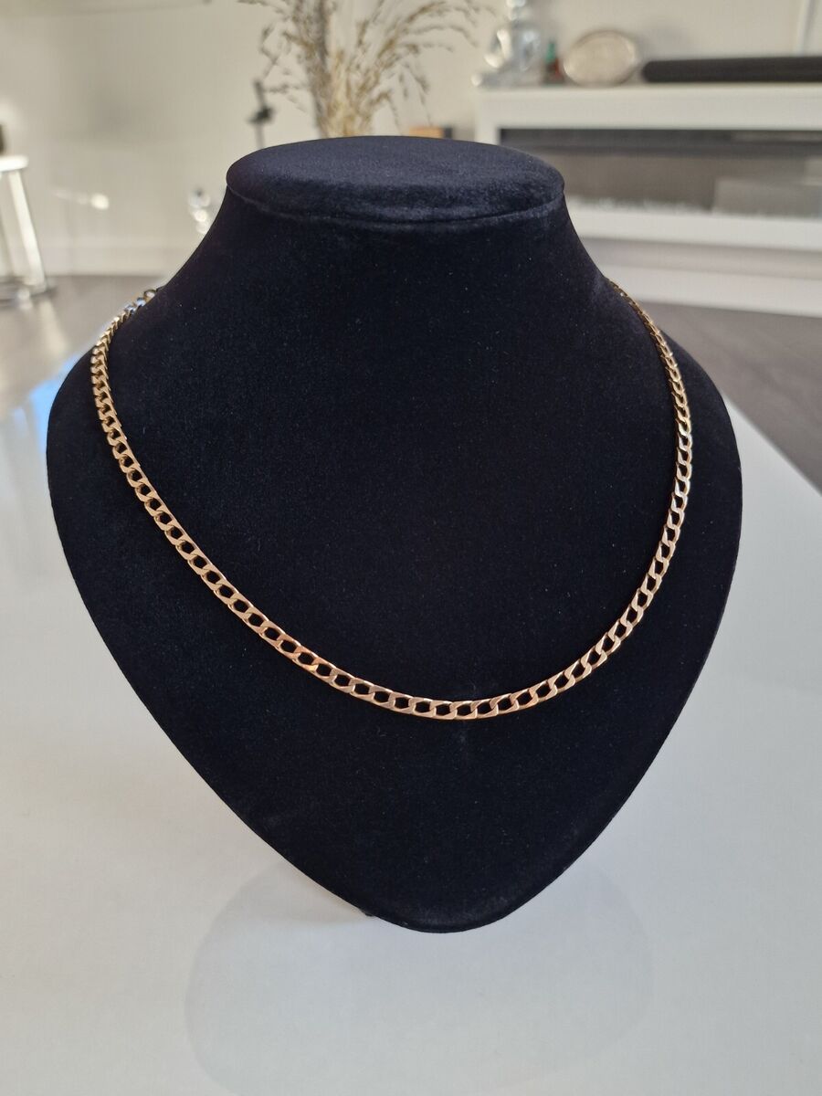9ct Gold Curb Chain - 20.8" - 14.13g - Retro Style