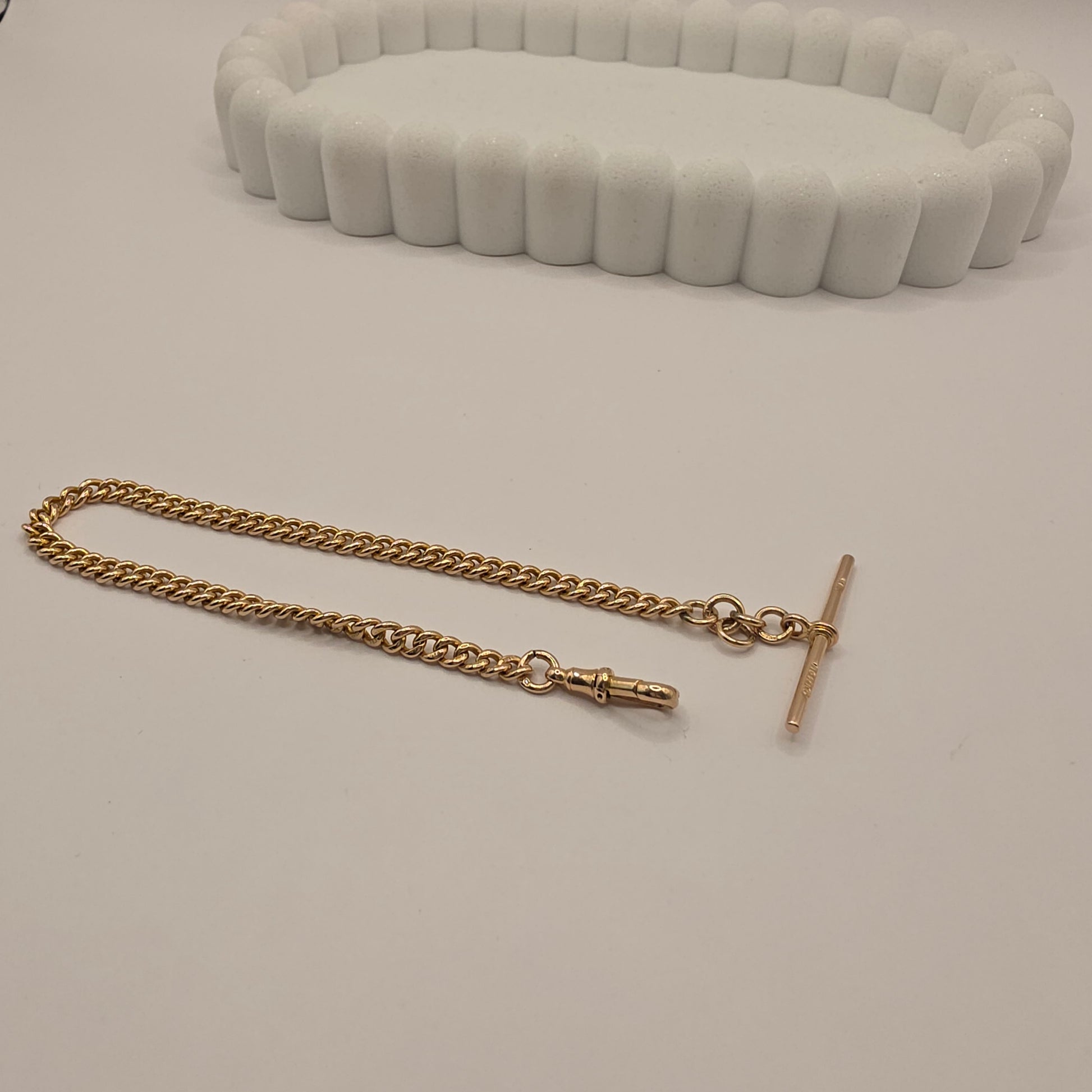 9ct Rose Gold Albert Chain with T-Bar – 8" – Every Link Stamped