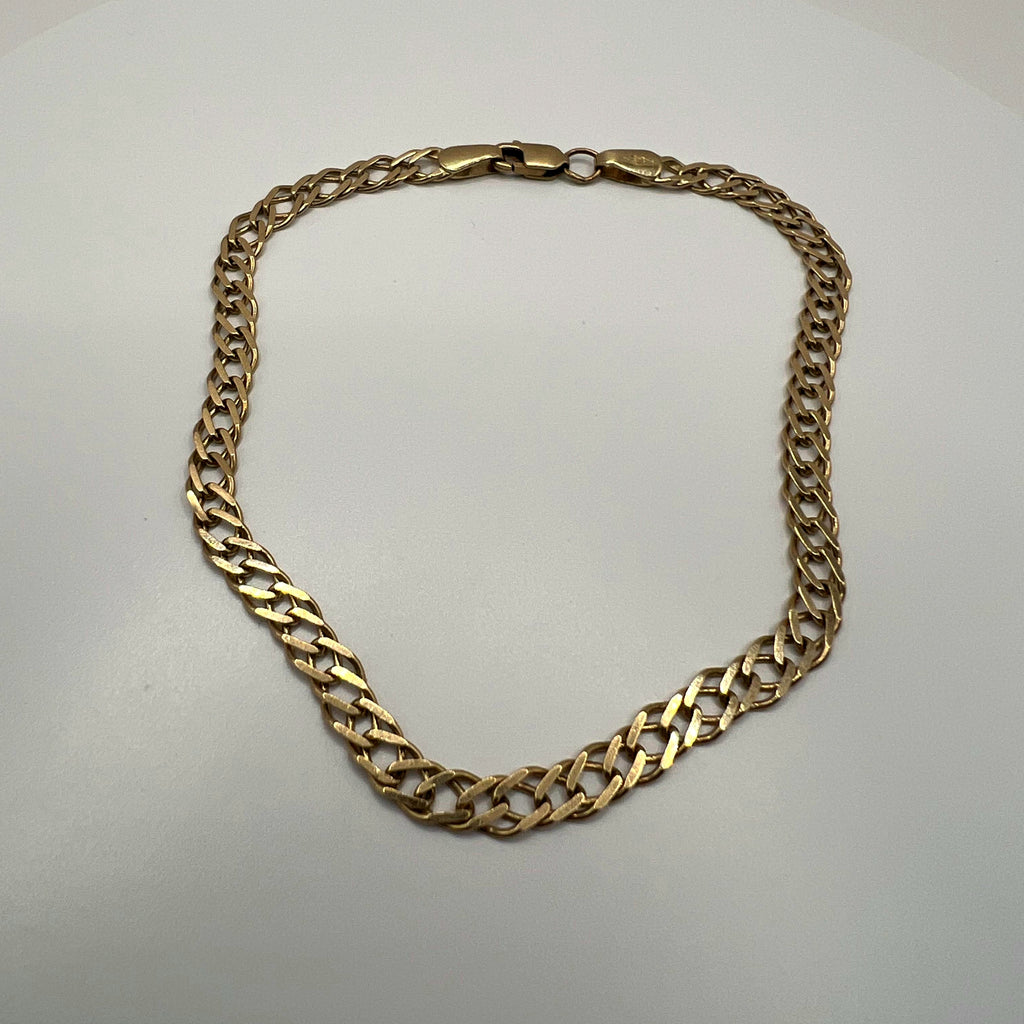9ct Yellow Gold Flat Curb Chain Bracelet - 7.5"