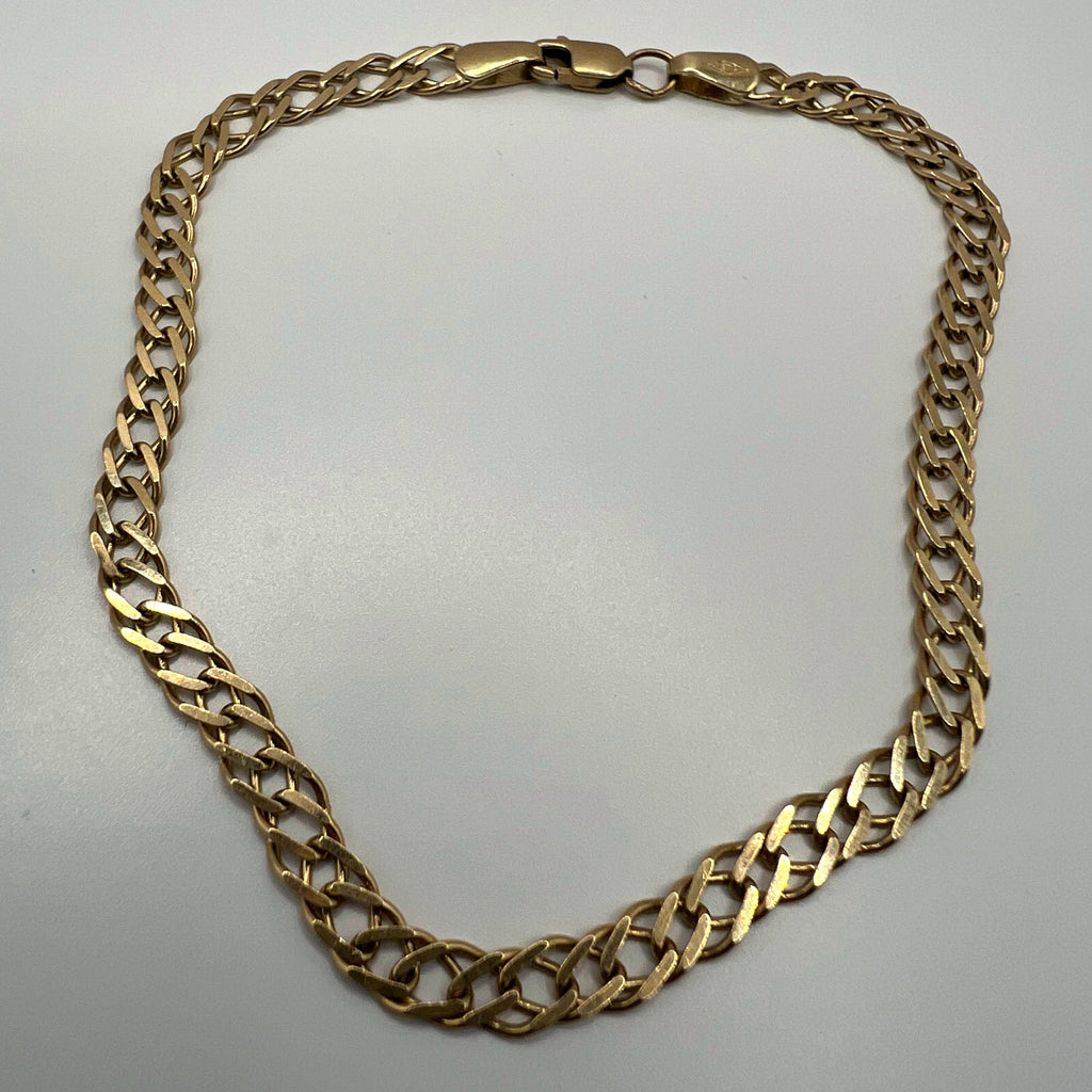 9ct Yellow Gold Flat Curb Chain Bracelet - 7.5"
