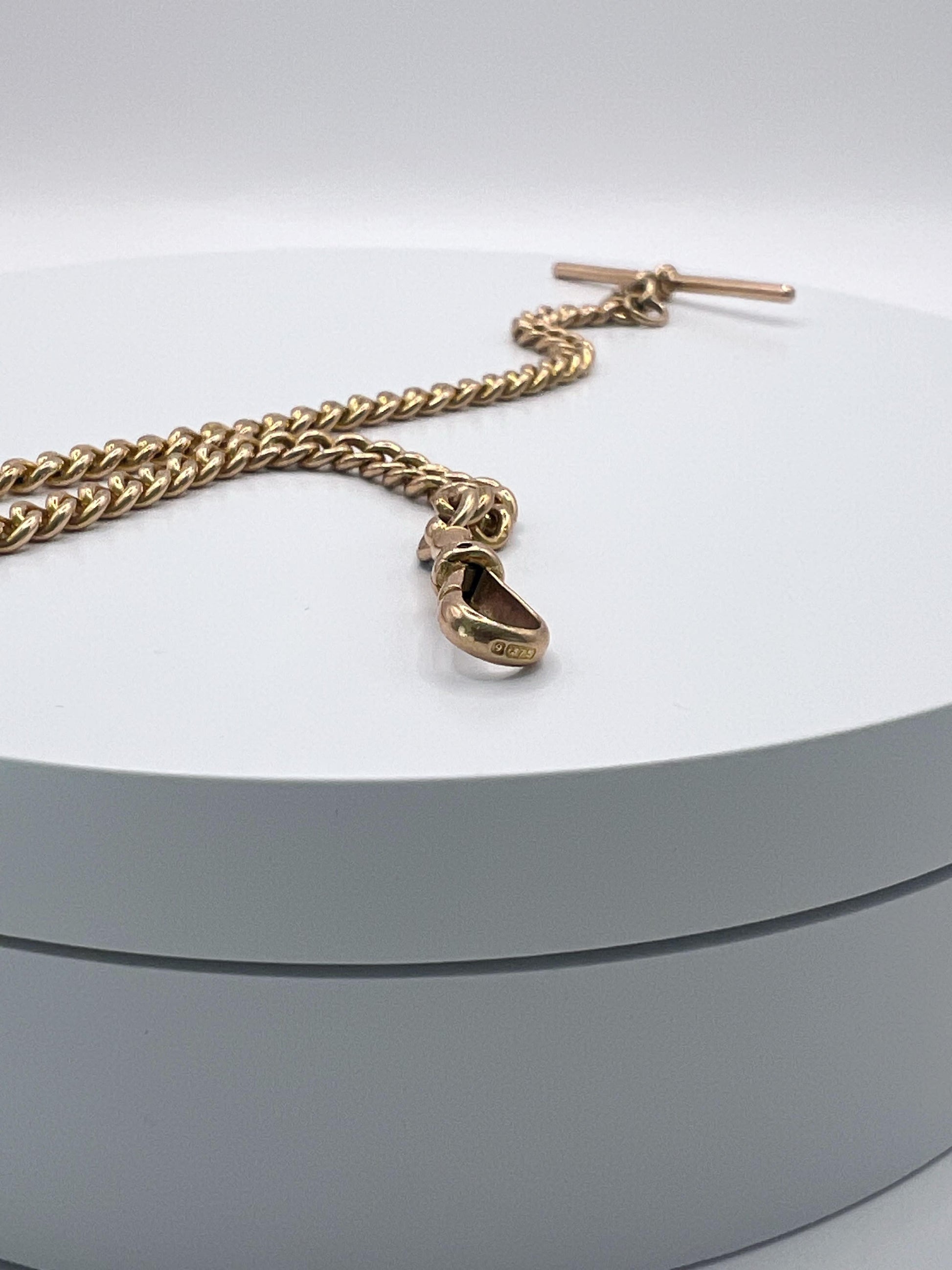 9ct Rose Gold Albert Chain with T-Bar – 8" – Every Link Stamped