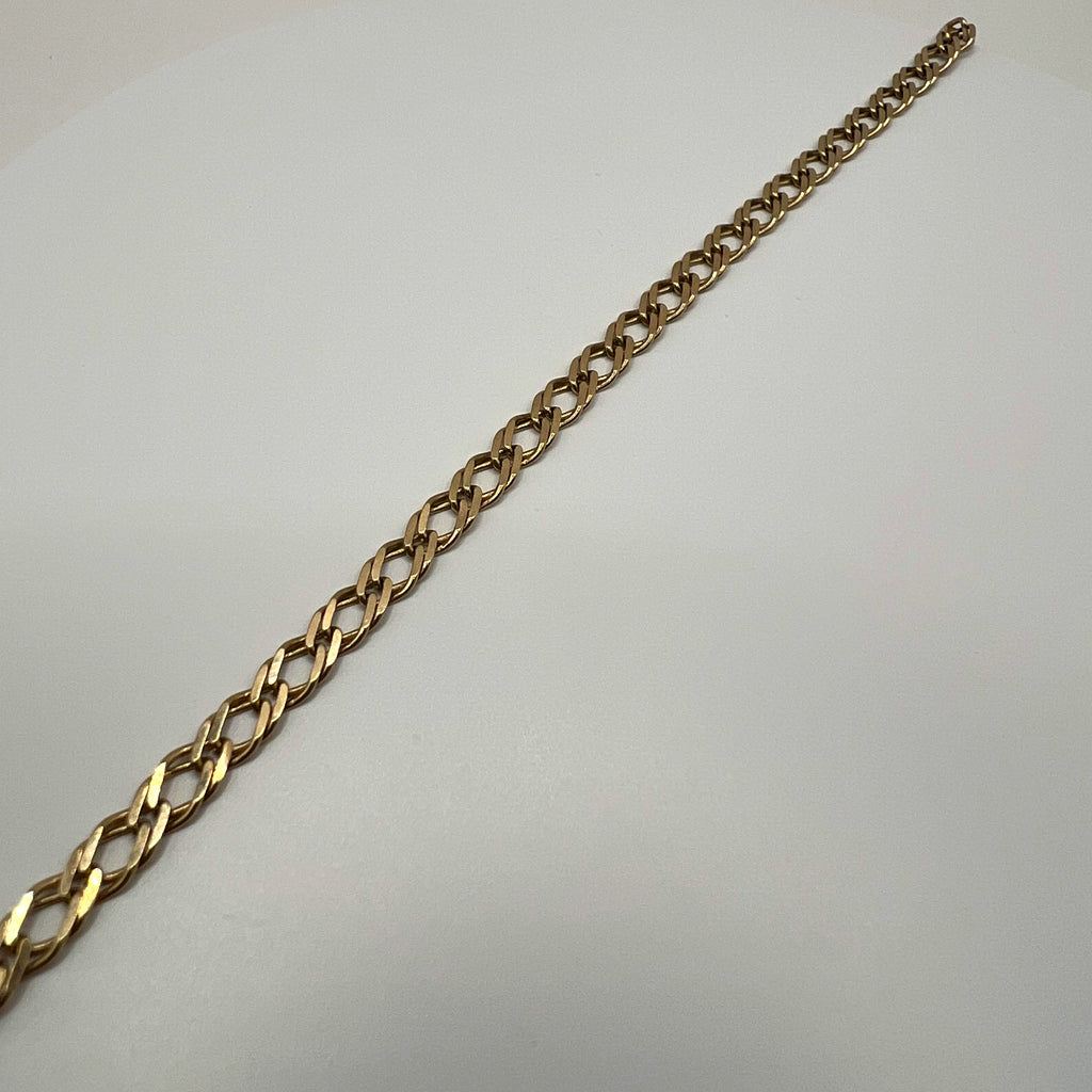 9ct Yellow Gold Flat Curb Chain Bracelet - 7.5"