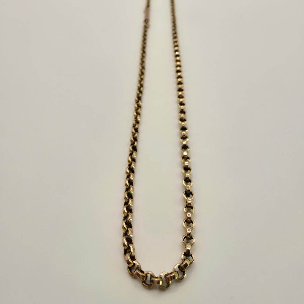 Vintage 9ct Gold Belcher Chain Rolo Chain Necklace 375 17" Solid 5.80g