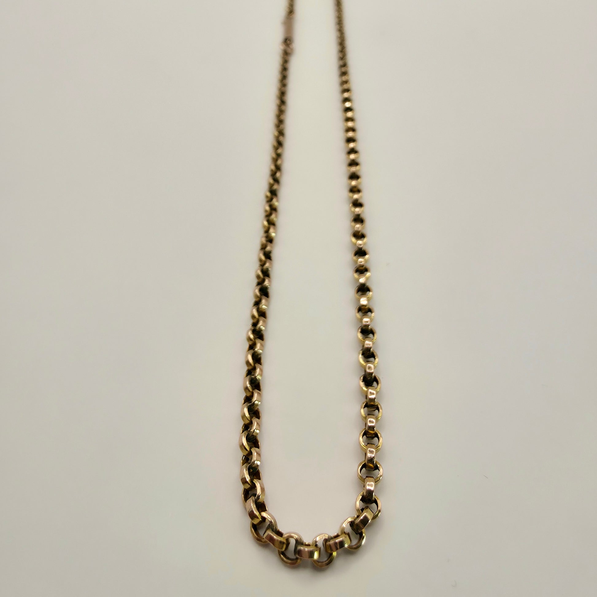 Vintage 9ct Gold Belcher Chain Rolo Chain Necklace 375 17" Solid 5.80g