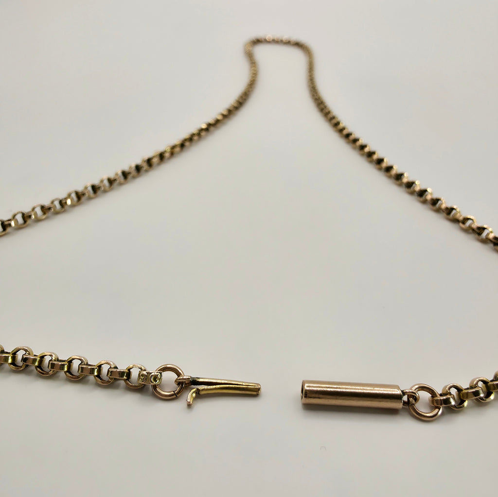 Vintage 9ct Gold Belcher Chain Rolo Chain Necklace 375 17" Solid 5.80g