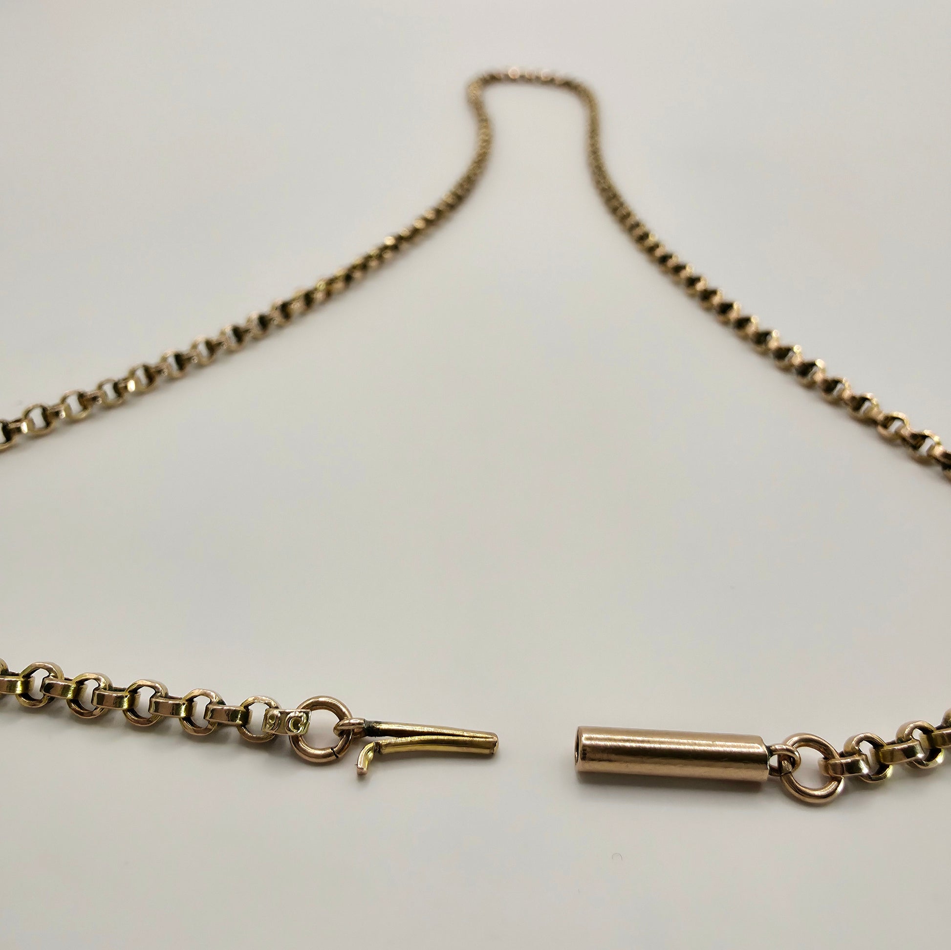 Vintage 9ct Gold Belcher Chain Rolo Chain Necklace 375 17" Solid 5.80g