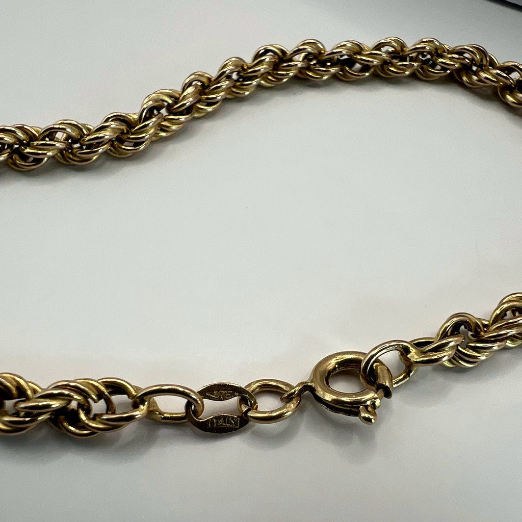 9ct Gold Rope Chain Bracelet – 7.5"