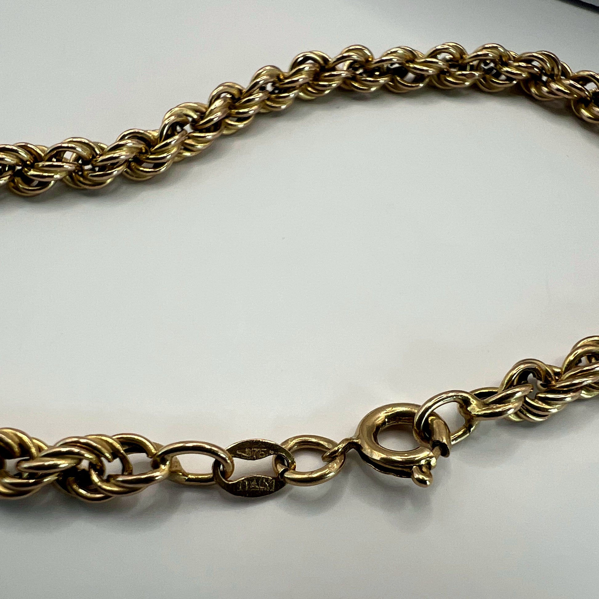 9ct Gold Rope Chain Bracelet – 7.5"