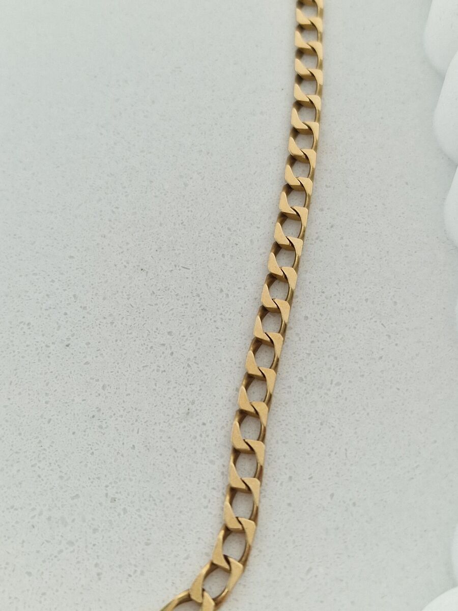 9ct Gold Curb Chain - 20.8" - 14.13g - Retro Style