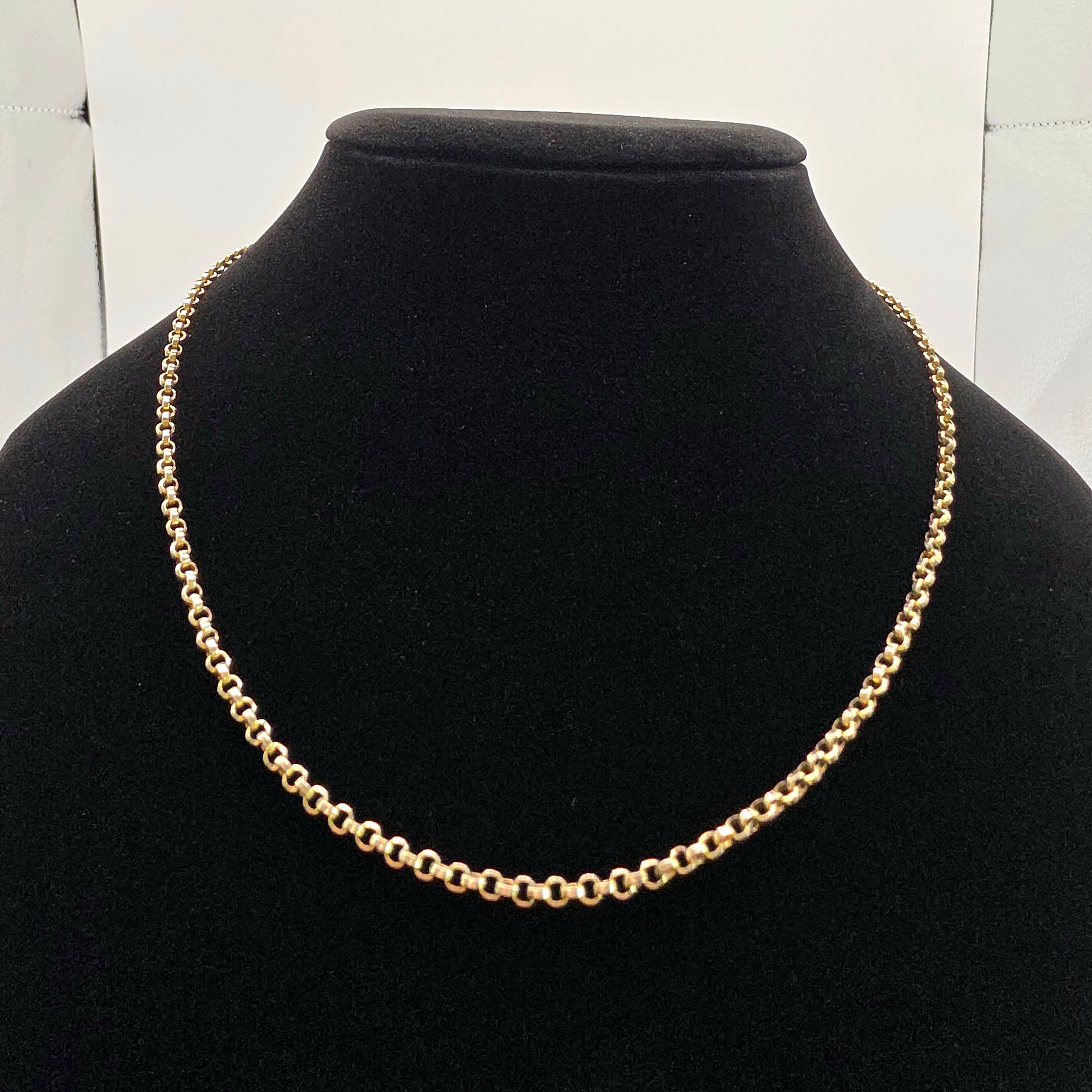 Vintage 9ct Gold Belcher Chain Rolo Chain Necklace 375 17" Solid 5.80g