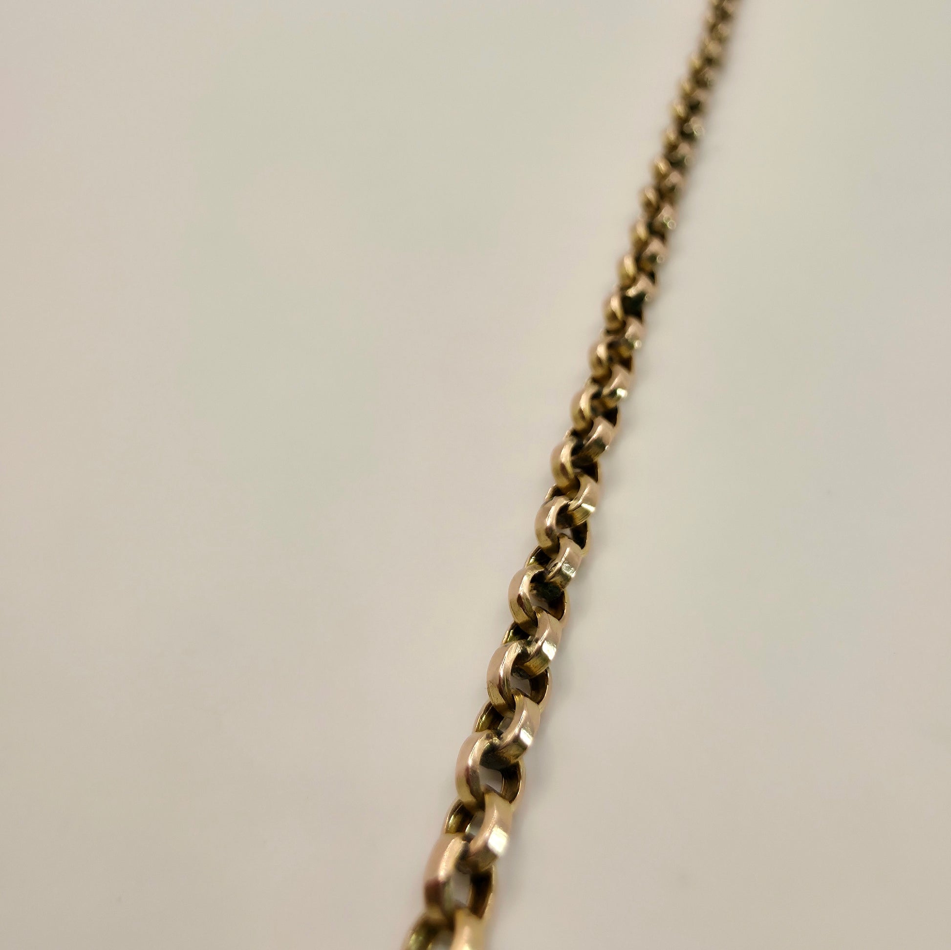 Vintage 9ct Gold Belcher Chain Rolo Chain Necklace 375 17" Solid 5.80g